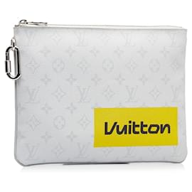 Louis Vuitton-Bolso de mano blanco Louis Vuitton con monograma y logo Story Pochette GM-Blanco