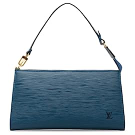 Louis Vuitton-Blue Louis Vuitton Epi Pochette Accessoires Shoulder Bag-Blue