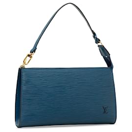 Louis Vuitton-Bolso de hombro azul Louis Vuitton Epi Pochette Accessoires-Azul