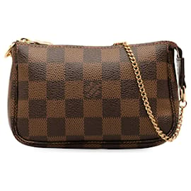 Louis Vuitton-Brown Louis Vuitton Damier Ebene Mini Pochette Accessoires Shoulder Bag-Brown