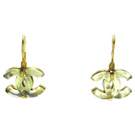 Chanel-Gold Chanel CC Resin Hook Earrings-Golden