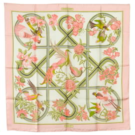 Hermès-Lenços de seda rosa Hermes Caraibes-Rosa