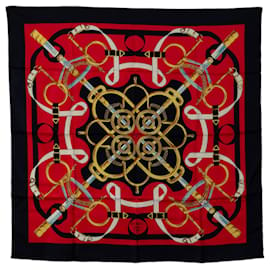 Hermès-Bufanda de seda roja Hermes Eperon d'Or Bufandas-Roja