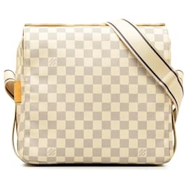 Louis Vuitton-White Louis Vuitton Damier Azur Naviglio Crossbody Bag-White