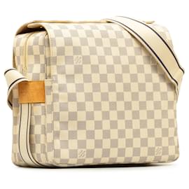 Louis Vuitton-White Louis Vuitton Damier Azur Naviglio Crossbody Bag-White