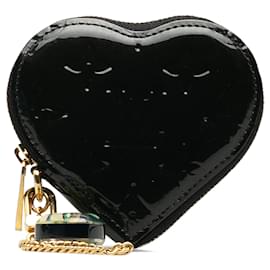 Louis Vuitton-Schwarzes Louis Vuitton-Münzportemonnaie mit Herzmotiv aus Vernis-Monogramm-Schwarz