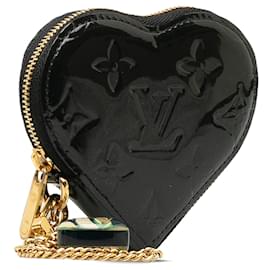Louis Vuitton-Monedero negro con corazón Vernis y monograma de Louis Vuitton-Negro