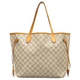 Louis Vuitton-White Louis Vuitton Damier Azur Neverfull MM Tote Bag-White