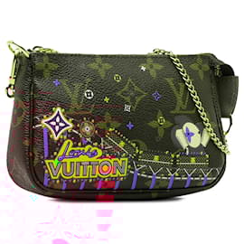Louis Vuitton-Brown Louis Vuitton Monogram Vivienne Christmas Print Mini Pochette Accessoires Shoulder Bag-Brown