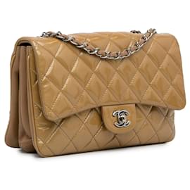 Chanel-Chanel bronceado 3 Bolso bandolera con solapa en acordeón-Camello