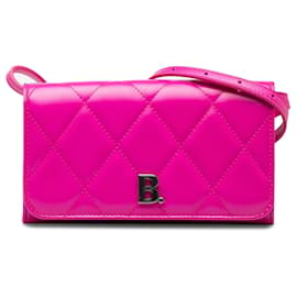 Balenciaga-Pink Balenciaga Quilted Touch B Crossbody Bag-Pink