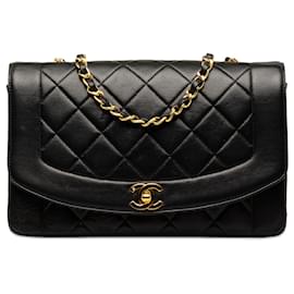 Chanel-Sac bandoulière à rabat Diana en cuir d'agneau moyen Chanel noir-Noir