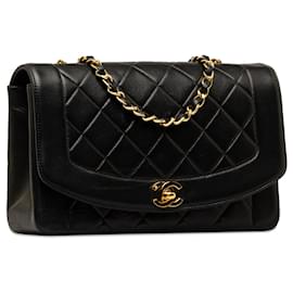 Chanel-Bolsa Chanel média em pele de cordeiro Diana preta-Preto