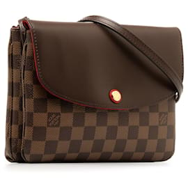 Louis Vuitton-Brown Louis Vuitton Damier Ebene Twice Crossbody Bag-Brown