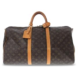 Louis Vuitton-Bandouliere Keepall con monograma de Louis Vuitton marrón 50 Bolsa de viaje-Castaño