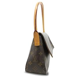Louis Vuitton-Minibolso de hombro marrón con monograma y bucle de Louis Vuitton-Castaño