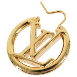 Louis Vuitton-Gold Louis Vuitton Louise Hoop GM Earrings-Golden