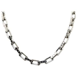 Louis Vuitton-Collar de eslabones de cadena con monograma de Louis Vuitton plateado-Plata