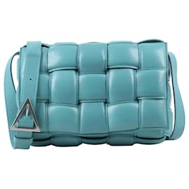 Bottega Veneta-Bottega Veneta Turquoise Padded Leather Cassette Crossbody Bag-Blue