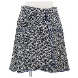 Chanel Tweed Skirt Black Navy White Black White Navy blue