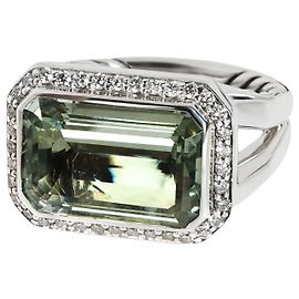 David Yurman Novella Prasiolite Diamond Ring in  Sterling Silver 0.24 ct Silvery Metallic