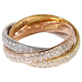 Cartier-Cartier Trinity Diamond Ring in 18K 3 Tone Gold 1.35 ctw-Golden,Metallic