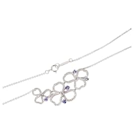 Tiffany & Co-TIFFANY & CO. Paper Flowers Necklace with Diamonds & Tanzanite in Platinum-Silvery,Metallic