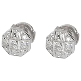 Tiffany & Co-TIFFANY & CO. Orecchini a lobo con mosaico diamantato in platino 1.17 ctw-Argento,Metallico