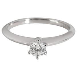 Tiffany & Co-TIFFANY & CO. Solitaire Diamond Engagement Ring in Platinum G VS1 0.22 ctw-Silvery,Metallic