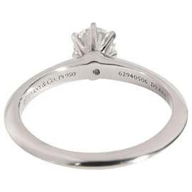 Tiffany & Co-TIFFANY & CO. Solitaire Diamond Engagement Ring in Platinum H SI1 0.44 ctw-Silvery,Metallic