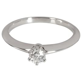Tiffany & Co-TIFFANY & CO. Anel de noivado de diamante em platina G VS1 0.24 ctw-Prata,Metálico