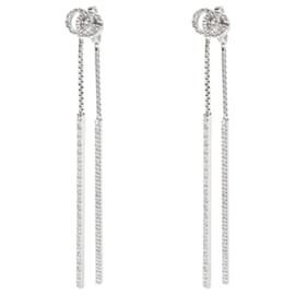 Gucci-Boucles d'oreilles pendantes en diamant Gucci Running G 18K or blanc 0.56 ctw-Argenté,Métallisé