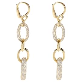 Autre Marque-Ippolita Stardust Oval Link Drop Diamond Earring in 18k yellow gold 4.24 ctw-Silvery,Metallic