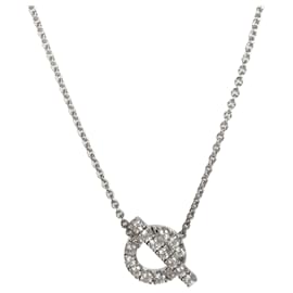 Hermès-Hermès Finesse Diamond Pendant in 18K white gold 0.46 ctw-Silvery,Metallic