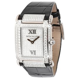 Patek Philippe Vinte e4 4910G-001 relógio feminino 18ouro branco kt Prata Metálico