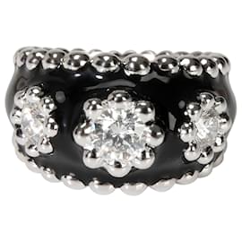 Chanel-Vintage Chanel Diamond & Enamel Cocktail Ring in 18kt white gold 0.9 ctw-Silvery,Metallic