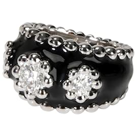 Chanel-Vintage Chanel Diamond & Enamel Cocktail Ring in 18kt white gold 0.9 ctw-Silvery,Metallic