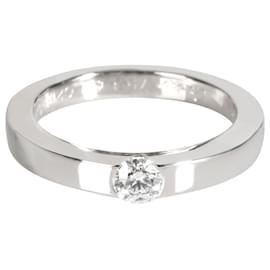Cartier-Cartier Date Diamond Solitaire Ring in 18K White Gold H-I VVS 0.21 ctw-Silvery,Metallic