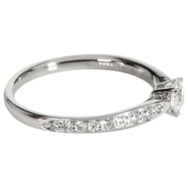 Tiffany & Co-TIFFANY & CO. Anel de noivado Harmony Diamond em platina G VS1 0.32 ctw-Prata,Metálico