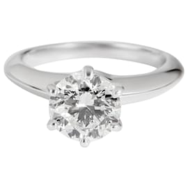 Tiffany & Co-TIFFANY & CO. Anello di fidanzamento con diamante in platino G SI1 1.16 ctw-Argento,Metallico
