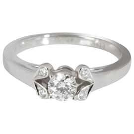 Cartier-Anello di fidanzamento con diamante Cartier Ballerine in platino F VS2 0.23-Argento,Metallico