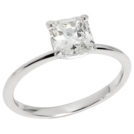 Tiffany & Co-TIFFANY & CO. Anel de noivado de diamante verdadeiro em platina GH VS1 11 ctw-Prata,Metálico