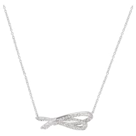 Tiffany & Co-TIFFANY & CO. Pingente de laço de diamante em 18K ouro branco 0.37 ctw-Prata,Metálico