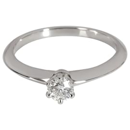 Tiffany & Co-TIFFANY & CO. Anel de noivado solitário de diamante em platina G VS1 0.21 ctw-Prata,Metálico