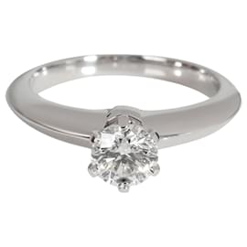 Tiffany & Co-TIFFANY & CO. Anel de noivado de diamante em 950 Platina H VS1 0.53 ctw-Prata,Metálico