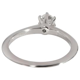 Tiffany & Co-TIFFANY & CO. Solitaire Diamond Engagement Ring in Platinum H VS1 0.32 ctw-Silvery,Metallic