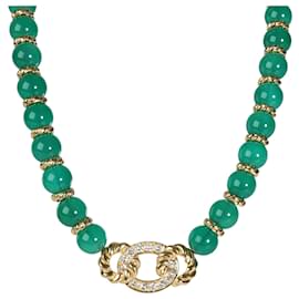 Dior-Christian Dior Chalcedony Diamond Necklace in 18k yellow gold 0.78 ctw-Silvery,Metallic