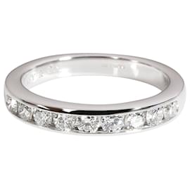 Tiffany & Co-TIFFANY & CO. Aliança de casamento de diamante com conjunto de canais em platina 0.35 ctw-Prata,Metálico