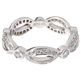 Tiffany & Co-TIFFANY & CO. Anneau de diamants ruban boucle vintage en platine 5/8 ctw-Argenté,Métallisé