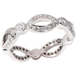 Tiffany & Co-TIFFANY & CO. Banda di diamanti con nastro ad anello vintage in platino 5/8 ctw-Argento,Metallico